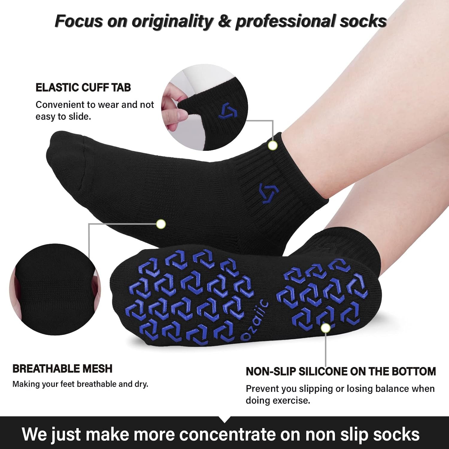 Non-Slip Grip Socks for Yoga, Pilates & Home Workouts - Perfect Cushioning for Men and Women