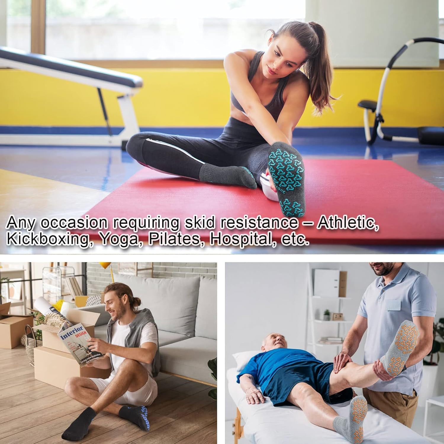 Non-Slip Grip Socks for Yoga, Pilates & Home Workouts - Perfect Cushioning for Men and Women