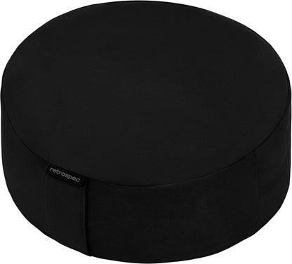 Sedona Zafu Meditation Cushion Filled W/Buckwheat Hulls - Yoga Pillow for Meditation Practices - Machine Washable 100% Cotton Cover & Durable Carry Handle, Round