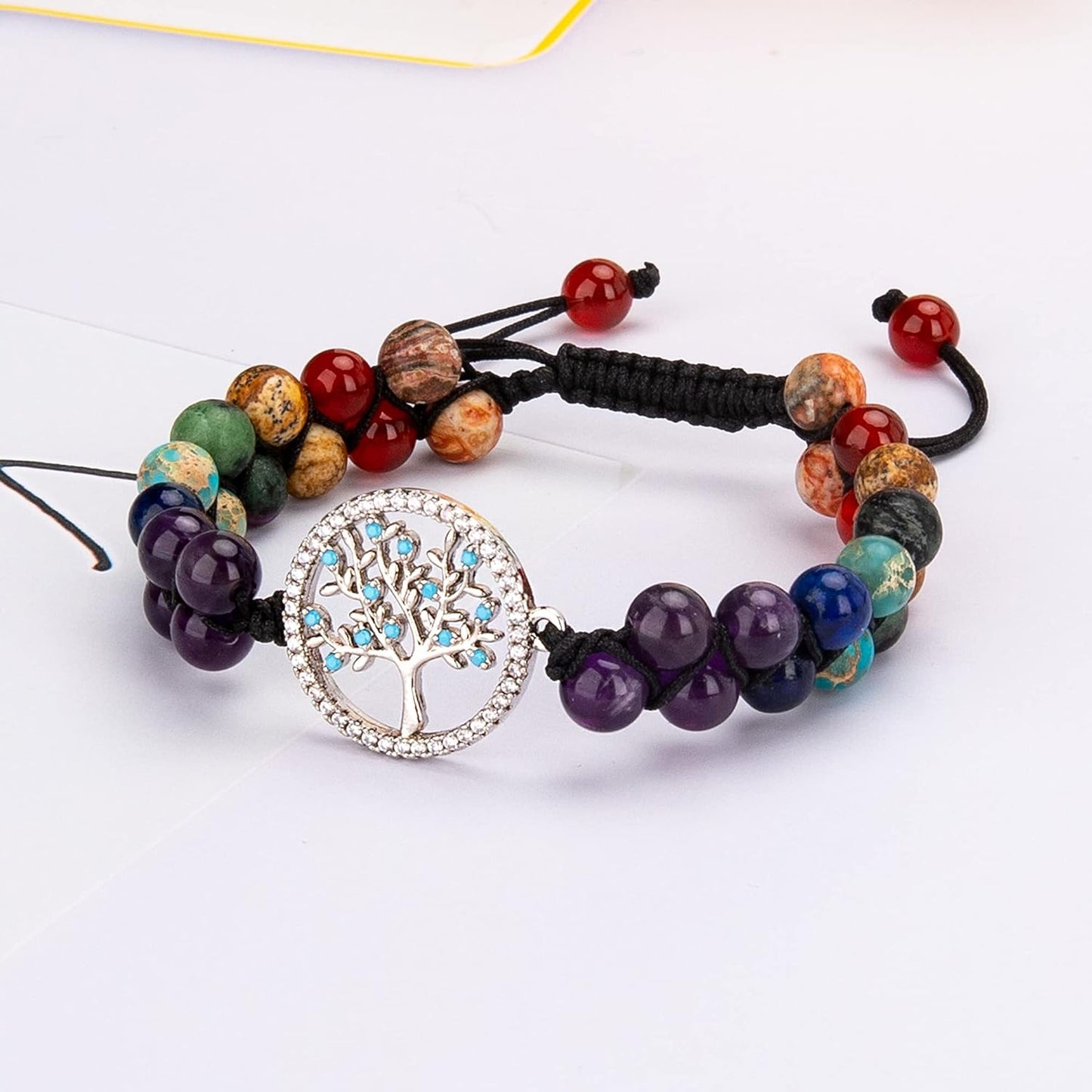 Chakra Bead Bracelets for Women - 8Mm 7 Chakra Bracelet with Real Stones Meditation Yoga Gemstone Jewelry