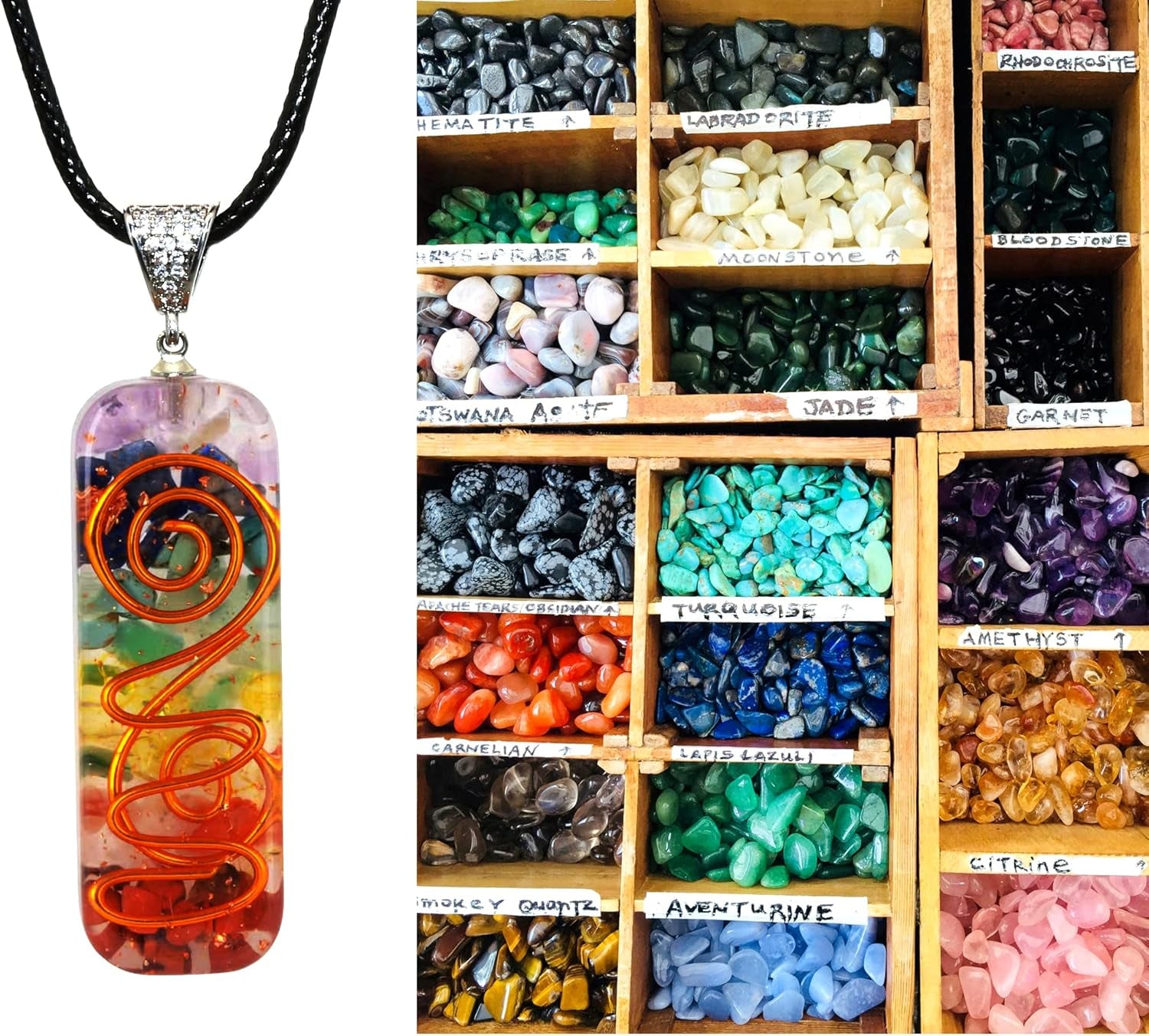 7 Chakra Necklace Bracelet Orgone Energy Protection and Spiritual Healing Pendant Necklaces Bracelets Set for Women Men