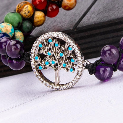 Chakra Bead Bracelets for Women - 8Mm 7 Chakra Bracelet with Real Stones Meditation Yoga Gemstone Jewelry