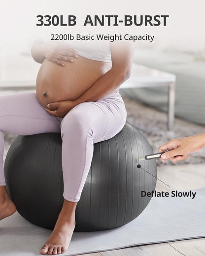 Extra Thick Yoga Ball Exercise Ball, 5 Sizes Gym Ball, Heavy Duty Ball Chair for Balance, Stability, Pregnancy, Quick Pump Included