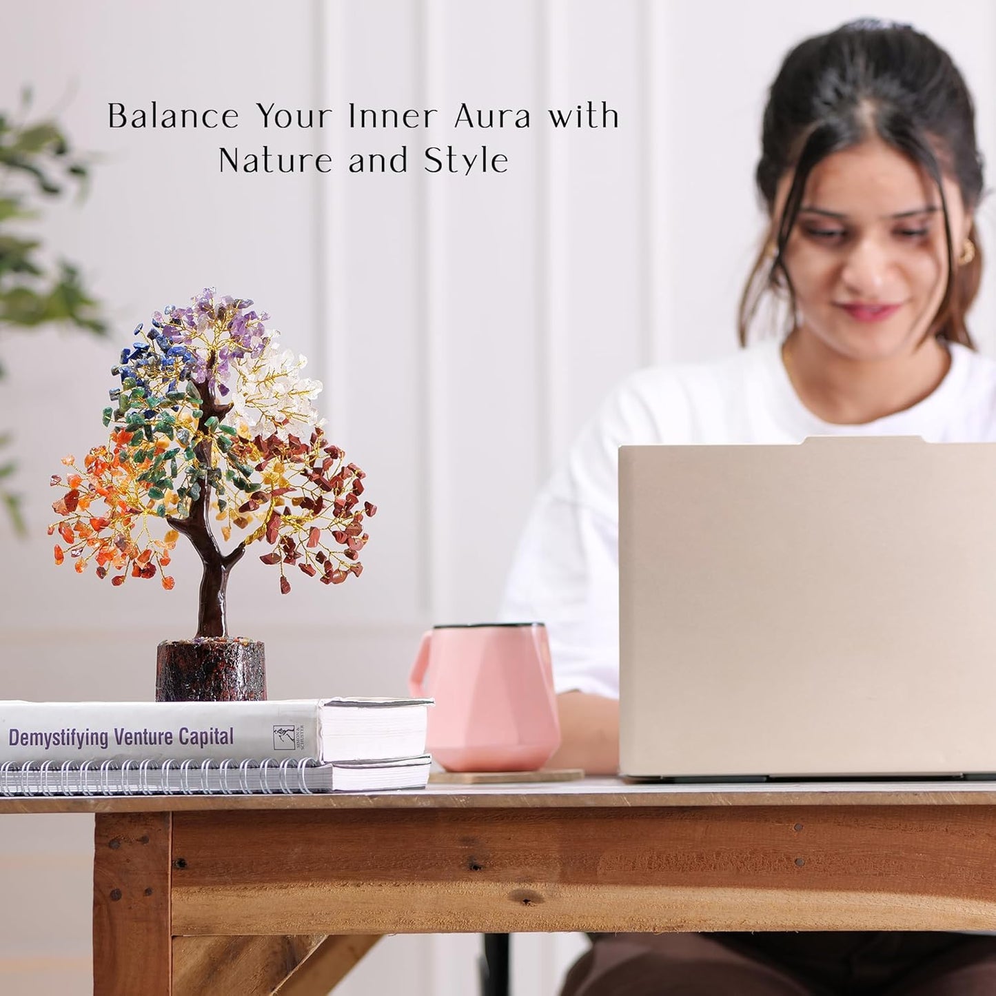 Bonsai Tree - Crystals and Healing Stones - Living Room Decor - Crystal Tree Tree of Life - Gem Tree Stones - Feng Shui and Money - Shelf Decor for Office