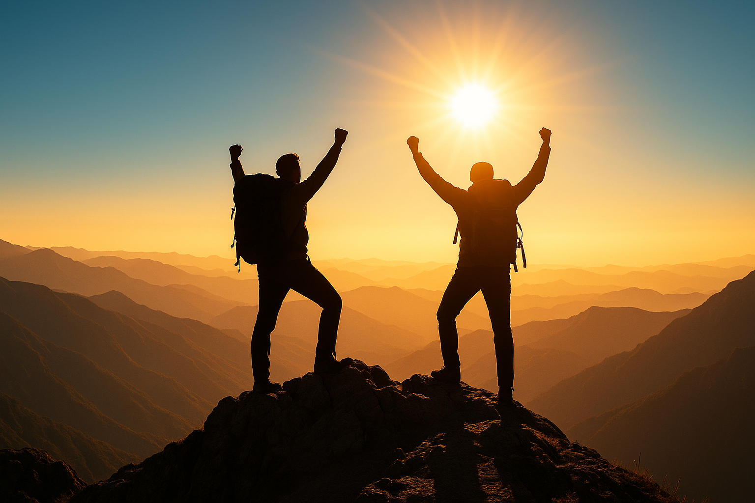 future self mountain hikers sunshine success